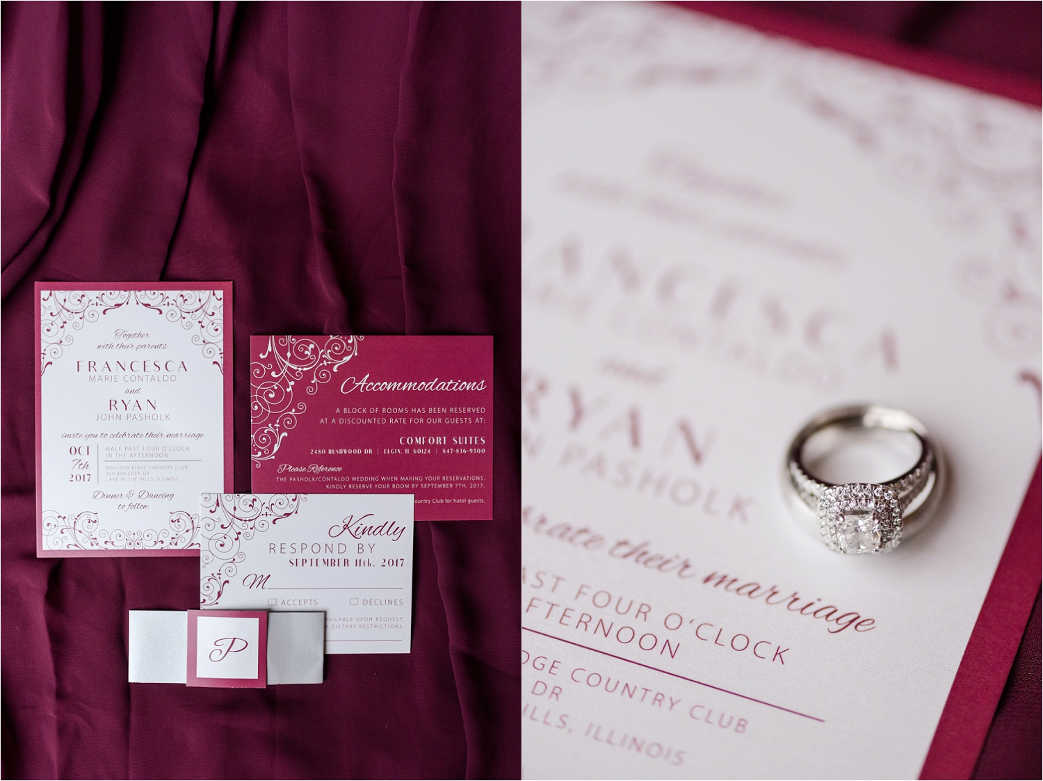 Boulder Ridge Country Club Burgundy Wedding